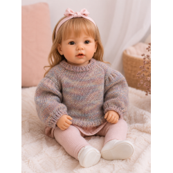 Pudrový obláček – pletený svetřík pro panenku Baby Born